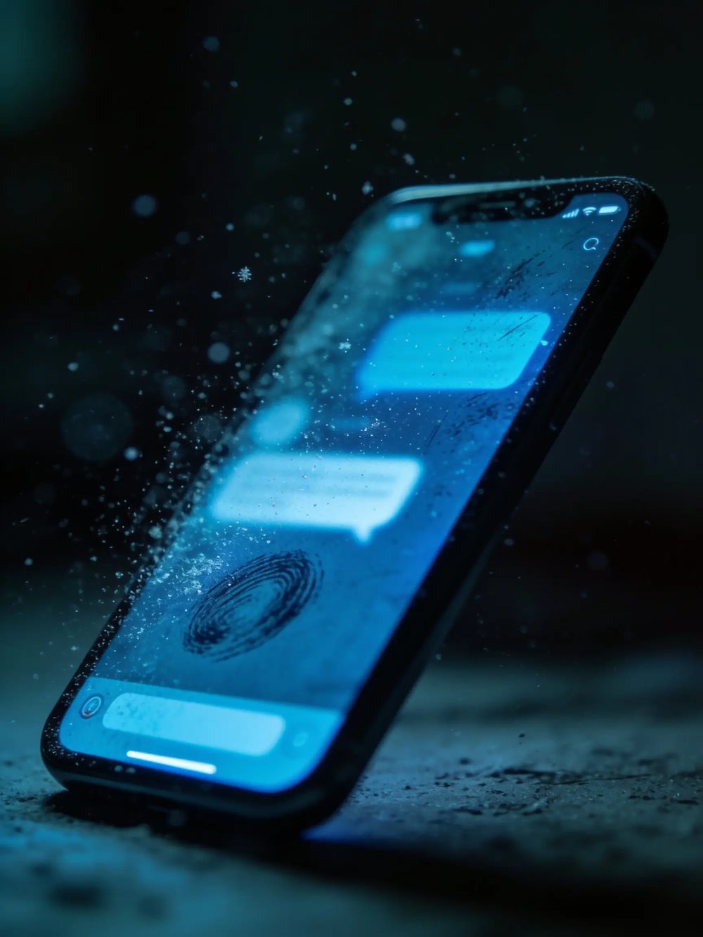 Close-up of an Android phone screen glowing in a darkened room
